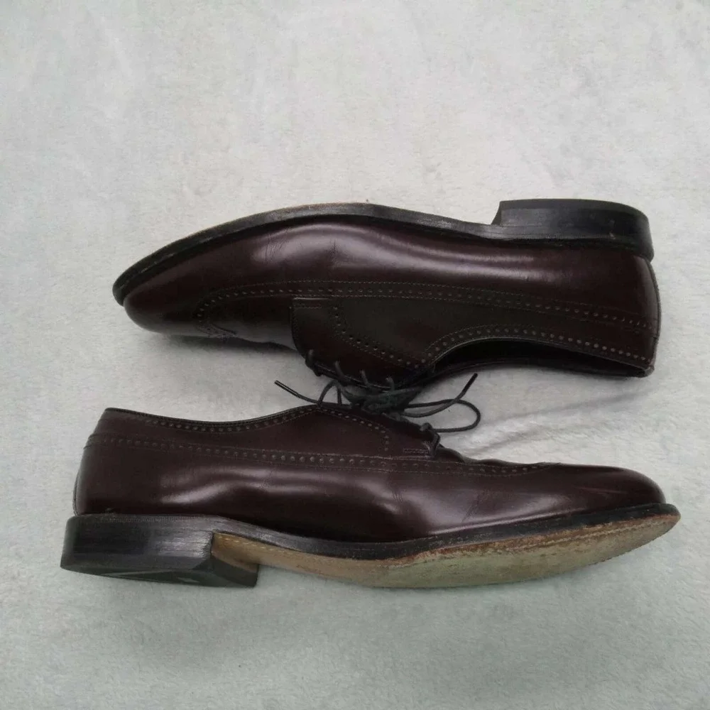 Allen Edmond  Oxford Dress Shoes Men 10 C Burgundy WIngtip Leather Luxe USA Made